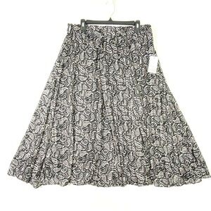 Ophelia Roe Paisley Boho Skirt Women's XL Silver Foil Accents Pull On Flowy NWT